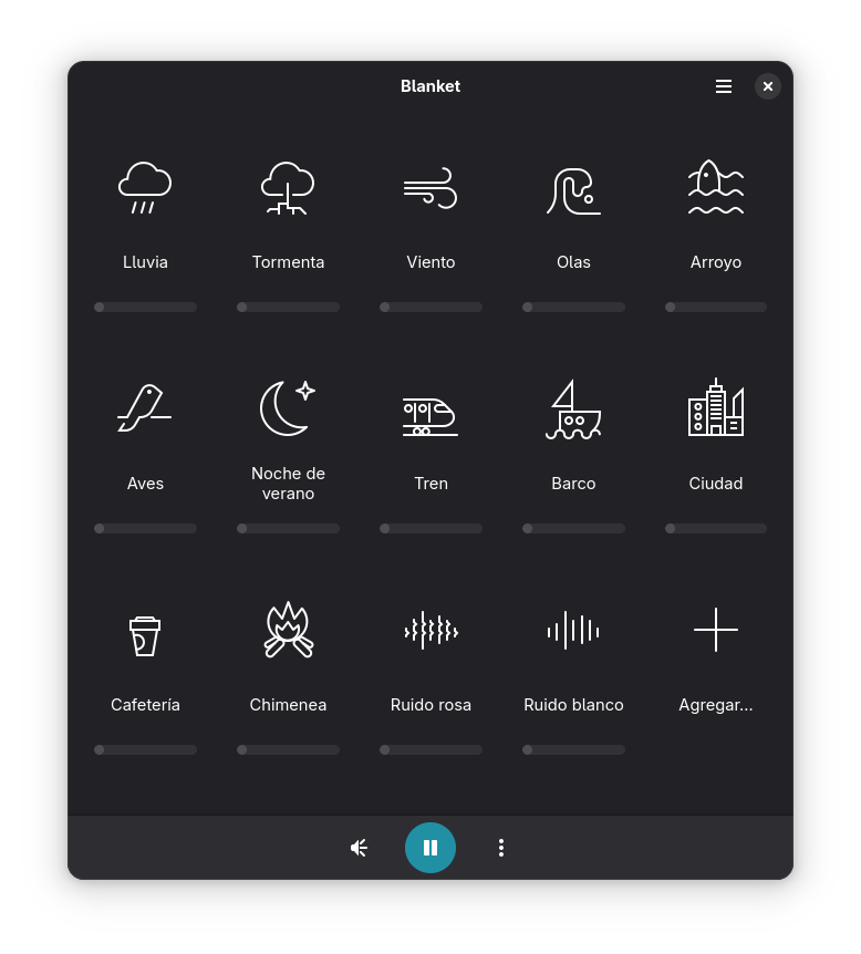 Pantalla principal de Blanket