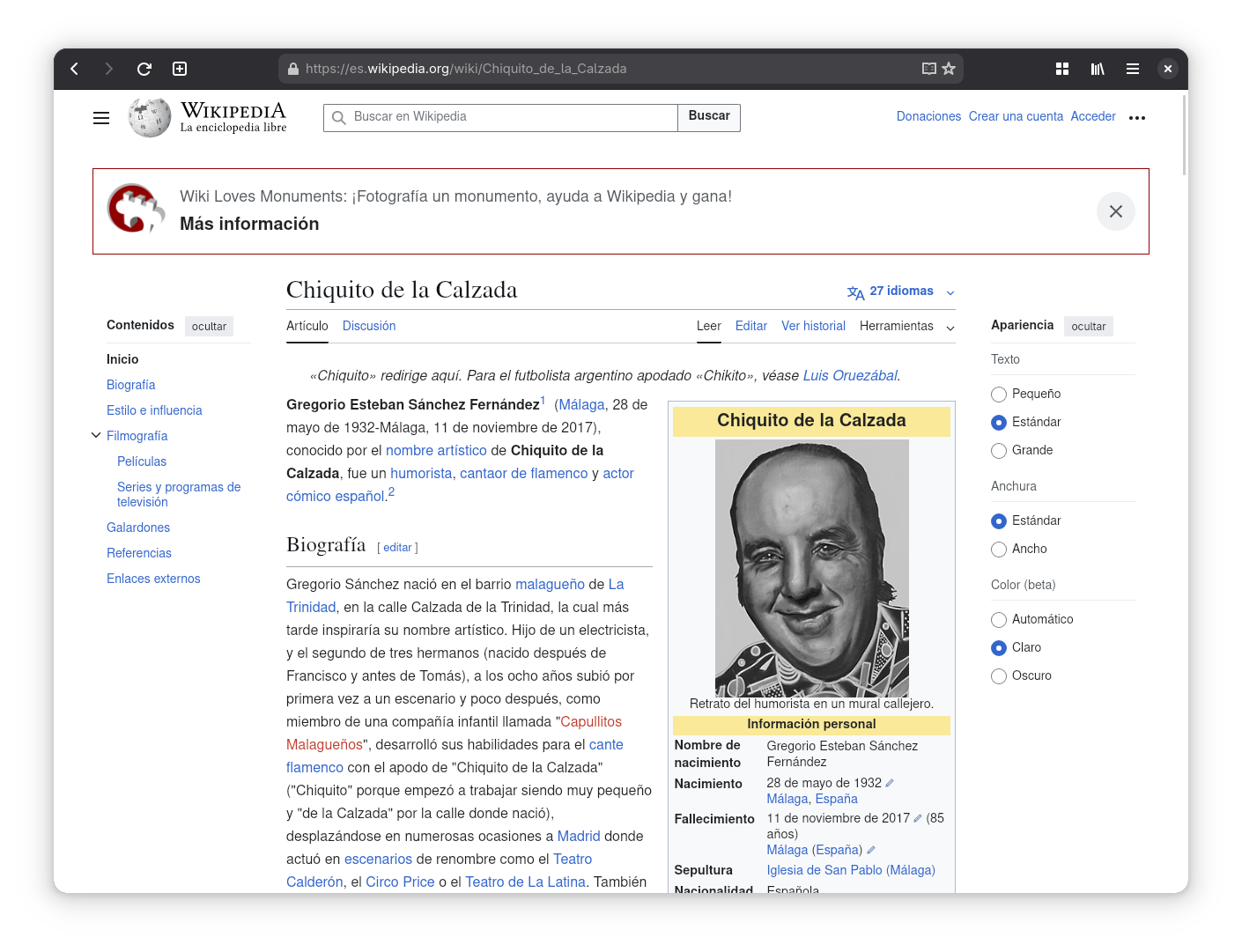 Página de la Wikipedia sobre Chiquito