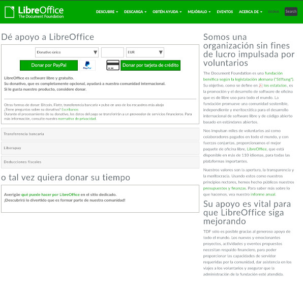 Web de donaciones de LibreOffice