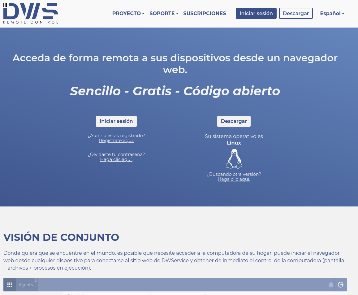 Web principal del servicio