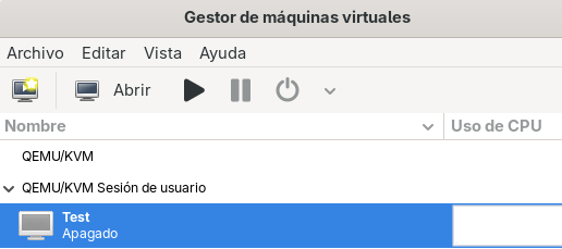 Virt Manager muestra nuestras VMs