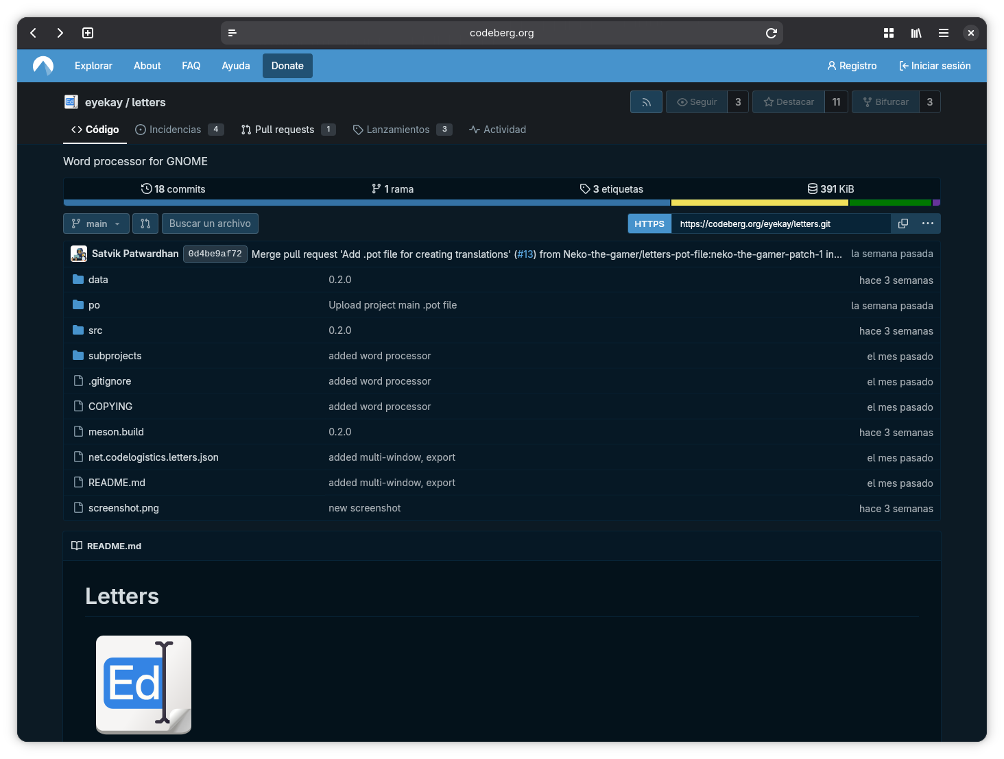 Repositorio de Letters